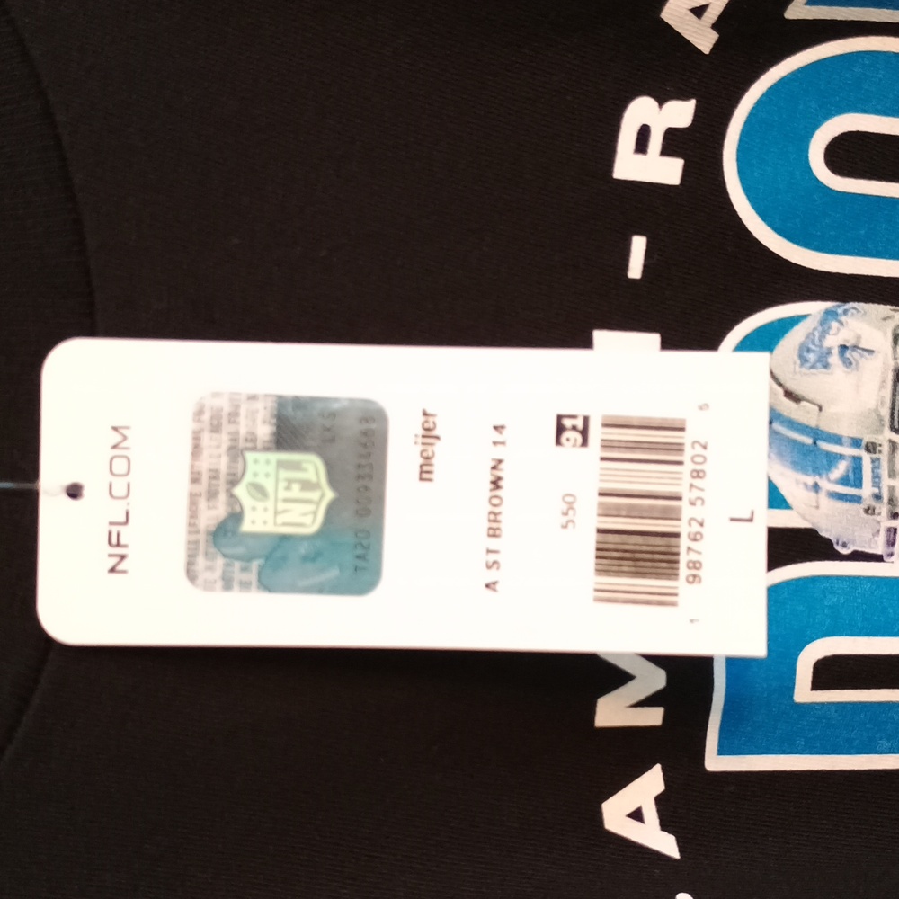 NWT Mens LARGE NFL Detroit Lions #14 St. Brown Black and Blue Graphic T-Shirt - Picture 4 of 6